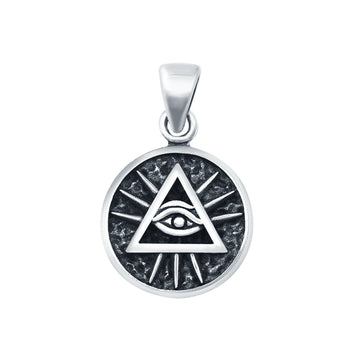 Eye of Providence Charm Pendant Round 925 Sterling Silver